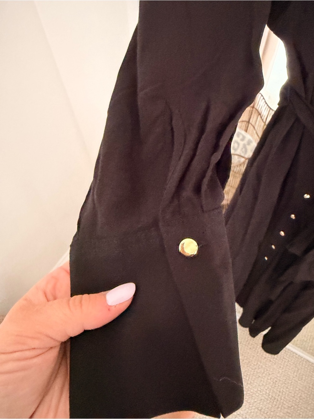 NWT H&M Black Long-Sleeve Button-Front Tie-Waist Shirt Dress - Picture 4 of 4